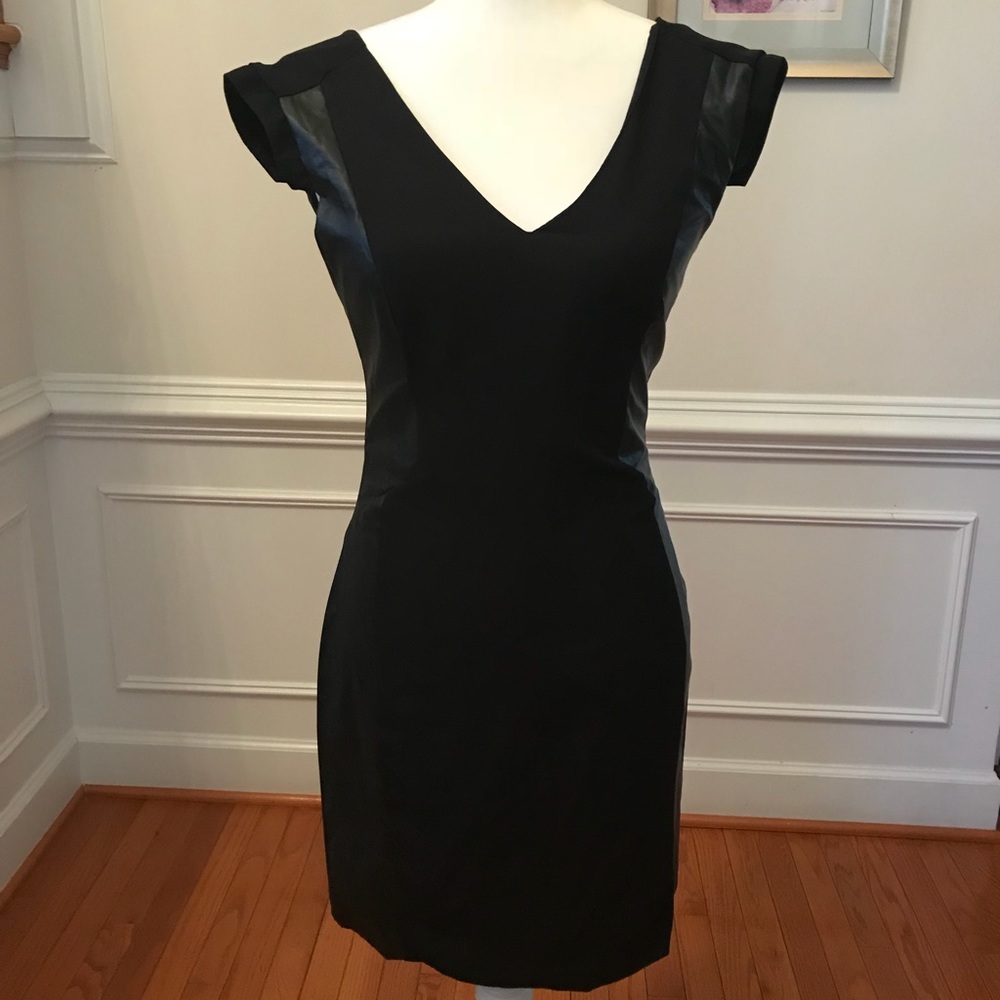 Black knee length H&M dress with leather accents